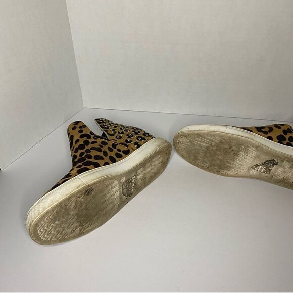 Steven By Steve Madden Leopard Print Coin Sneaker Embellished Calf Hair 8.5 - Picture 11 of 16